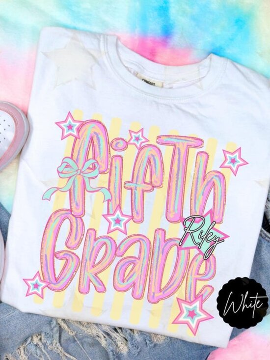 Tops - Personalized Preppy 5th Grade Girls Back to School Shirt